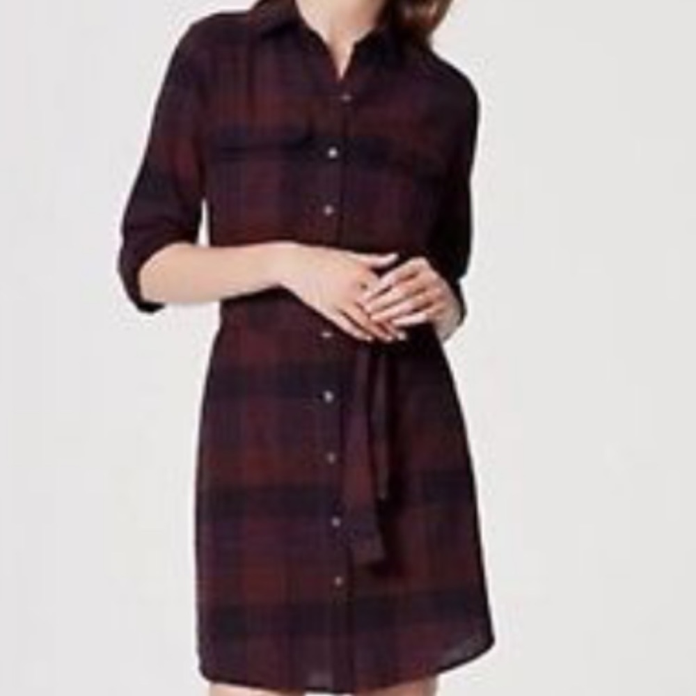 Loft plaid shirt dress